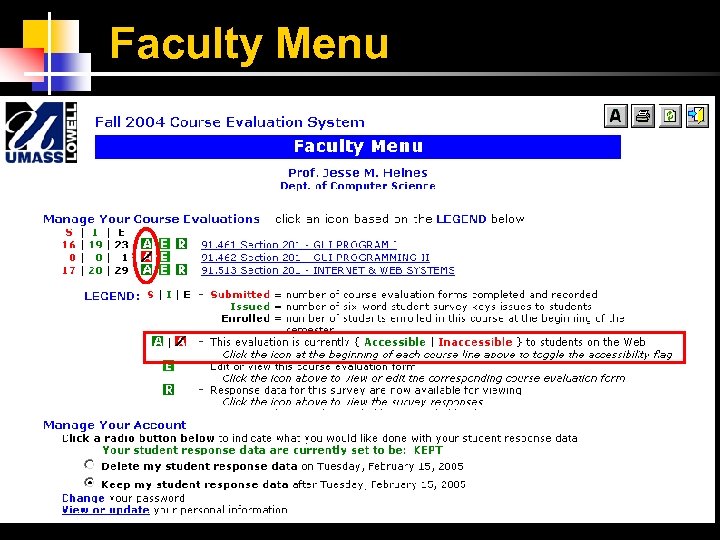 Faculty Menu 