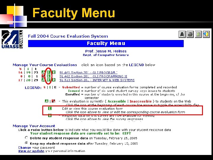 Faculty Menu 