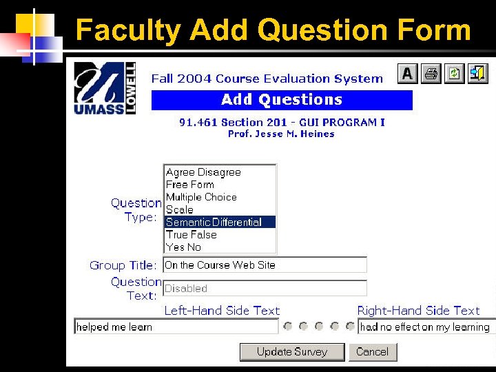 Faculty Add Question Form 
