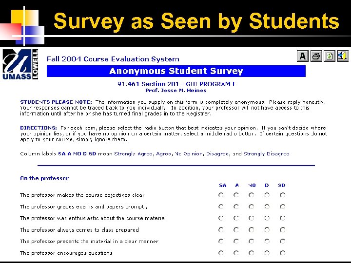 Survey as Seen by Students 