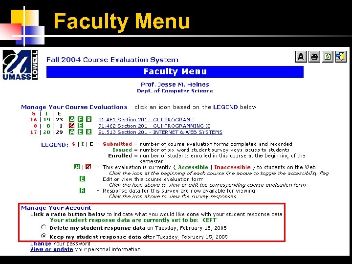 Faculty Menu 