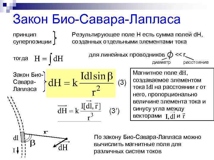 Закон био савара лапласа формула