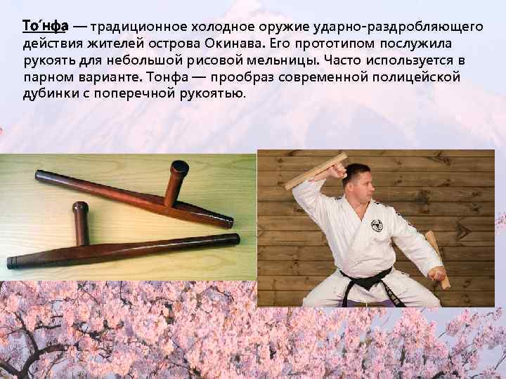 То нфа — традиционное холодное оружие ударно-раздробляющего действия жителей острова Окинава. Его прототипом послужила