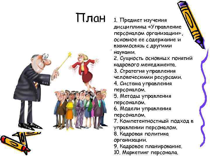 План 1. Предмет изучения дисциплины «Управление персоналом организации» , основное ее содержание и взаимосвязь