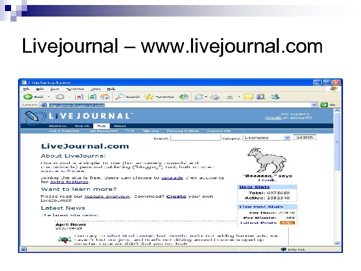 Livejournal – www. livejournal. com 