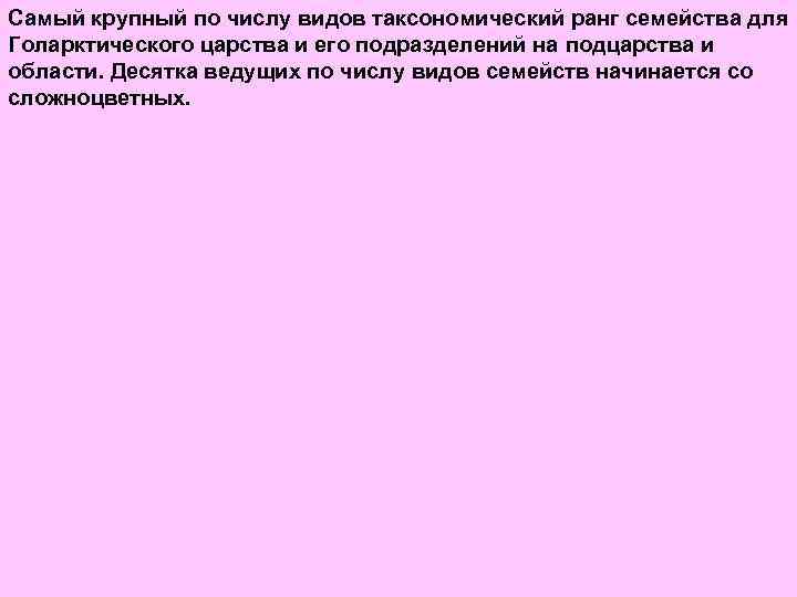 Самый крупный по числу видов таксономический ранг семейства для Голарктического царства и его подразделений