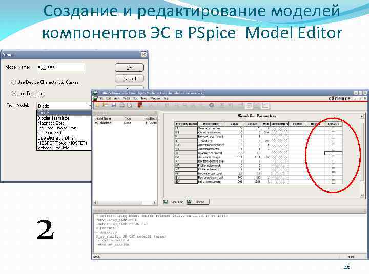 Создание и редактирование моделей компонентов ЭС в PSpice Model Editor 2 46 