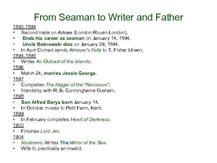 From Seaman to Writer and Father 1893 -1894 • Second mate on Adowa (London-Rouen-London).