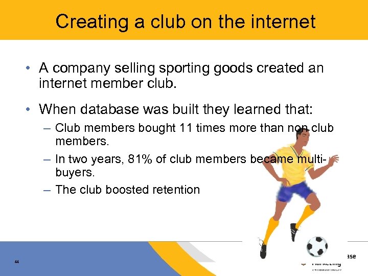 Creating a club on the internet • A company selling sporting goods created an