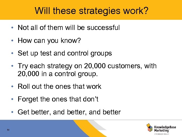 Will these strategies work? • Not all of them will be successful • How