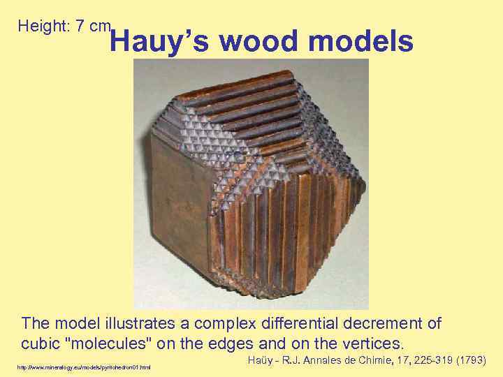 Height: 7 cm Hauy’s wood models The model illustrates a complex differential decrement of