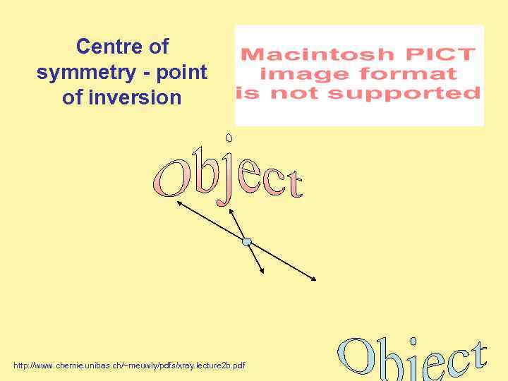 Centre of symmetry - point of inversion http: //www. chemie. unibas. ch/~meuwly/pdfs/xray. lecture 2