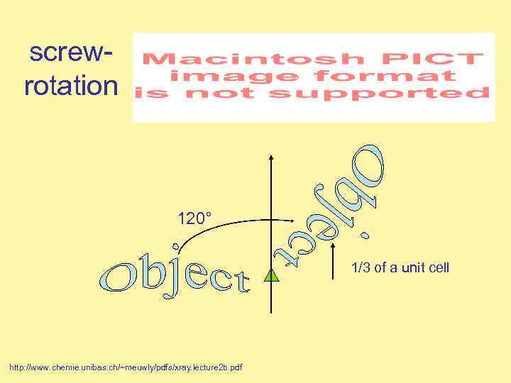screwrotation 120° 1/3 of a unit cell http: //www. chemie. unibas. ch/~meuwly/pdfs/xray. lecture 2