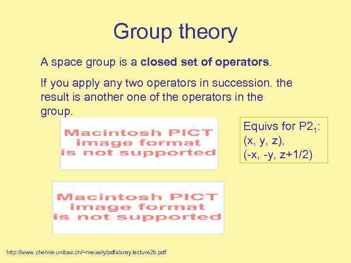 Group theory A space group is a closed set of operators. If you apply