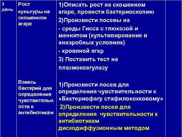 3 день Рост культуры на скошенном агаре 1)Описать рост на скошенном агаре, провести бактериоскопию