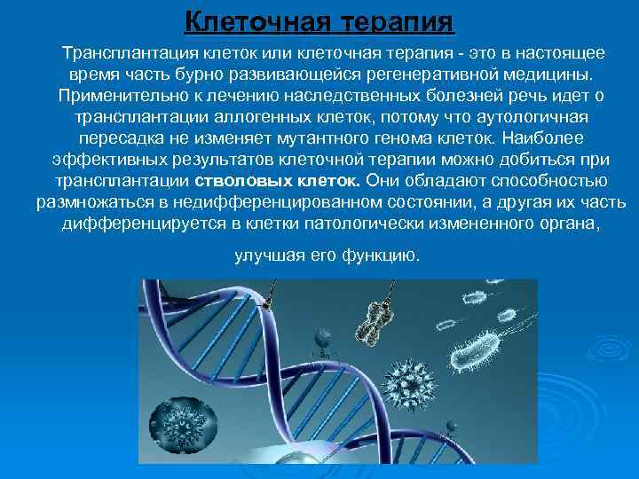 Карта клеточная терапия