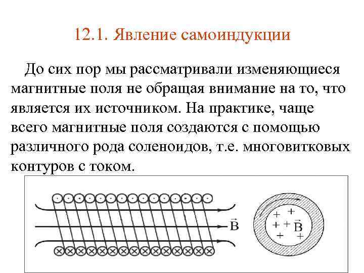 12. 1. Явление самоиндукции До сих пор мы рассматривали изменяющиеся магнитные поля не обращая