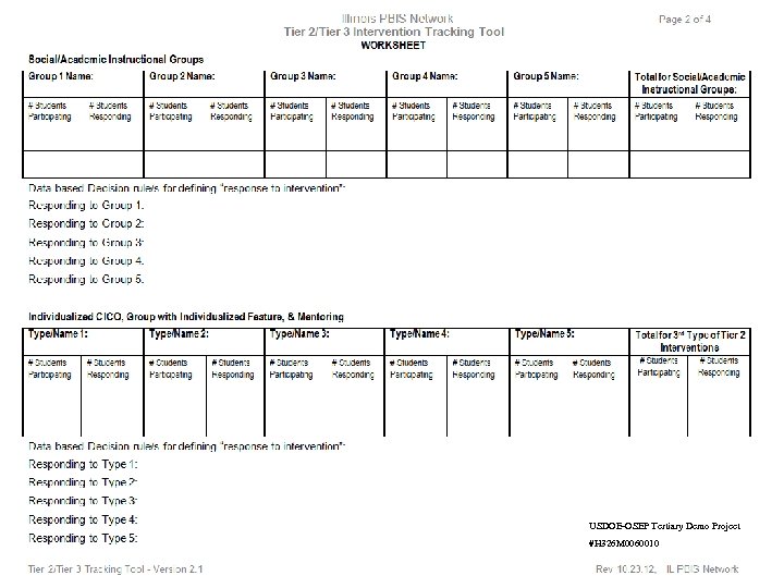 USDOE-OSEP Tertiary Demo Project #H 326 M 0060010 