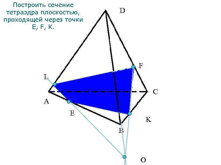 Построить сечение тетраэдра плоскостью, проходящей через точки E, F, K. D F L C