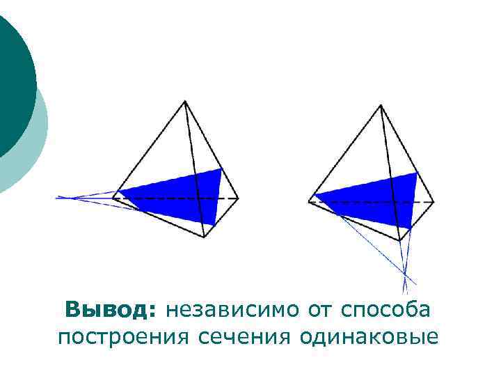 Вывод: независимо от способа построения сечения одинаковые 