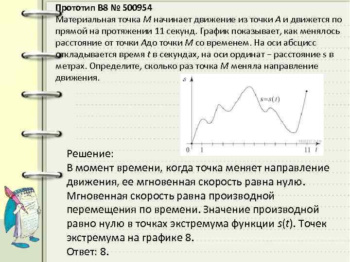 Прототип B 8 № 500954 Материальная точка М начинает движение из точки А и