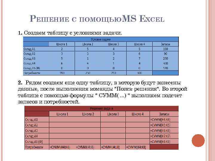 Решение задач с помощью таблиц