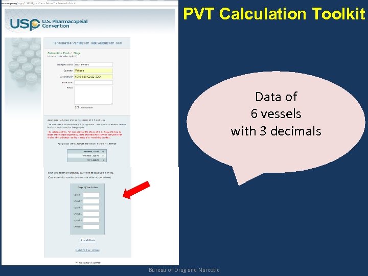 PVT Calculation Toolkit Data of 6 vessels with 3 decimals Bureau of Drug and