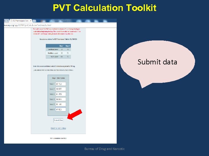 PVT Calculation Toolkit Submit data Bureau of Drug and Narcotic 
