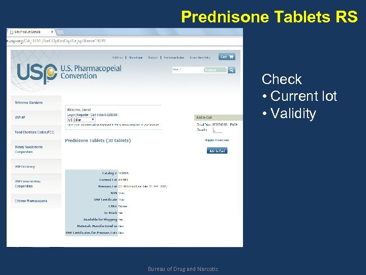 Prednisone Tablets RS Check • Current lot • Validity Bureau of Drug and Narcotic