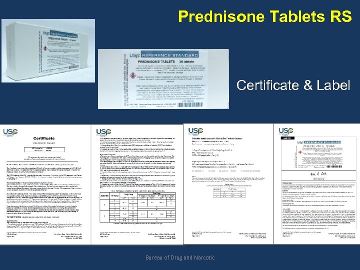 Prednisone Tablets RS Certificate & Label Bureau of Drug and Narcotic 
