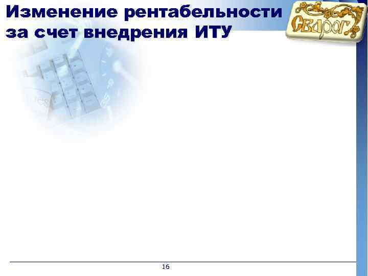 Изменение рентабельности за счет внедрения ИТУ 16 