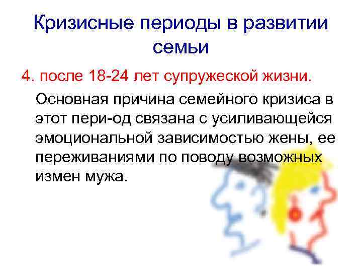 Кризисные периоды в развитии семьи 4. после 18 24 лет супружеской жизни. Основная причина