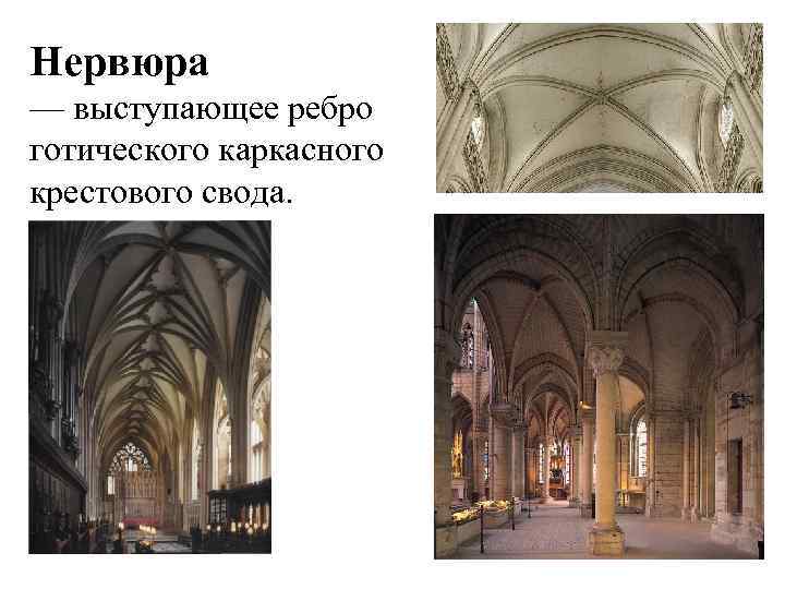 Нервюра — выступающее ребро готического каркасного крестового свода. 