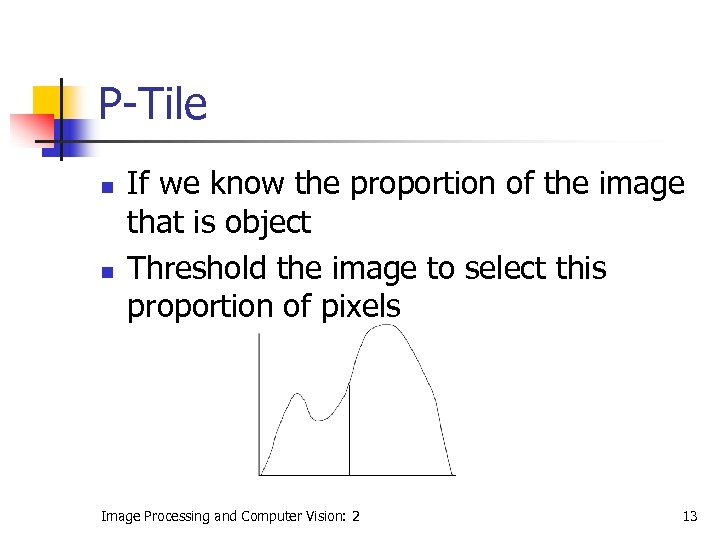 P-Tile n n If we know the proportion of the image that is object