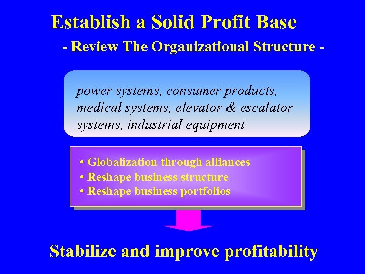 Establish a Solid Profit Base - Review The Organizational Structure power systems, consumer products,