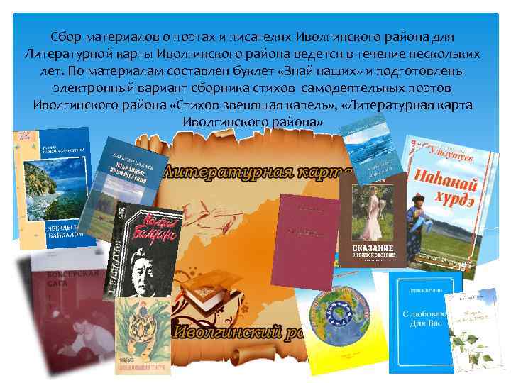 Сбор материалов о поэтах и писателях Иволгинского района для Литературной карты Иволгинского района ведется