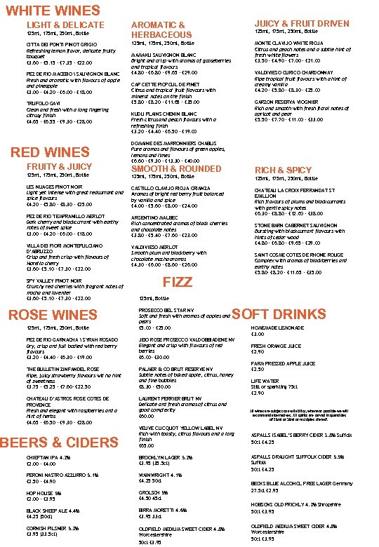 WHITE WINES LIGHT & DELICATE 125 ml, 175 ml, 250 ml, Bottle CITTA DEI