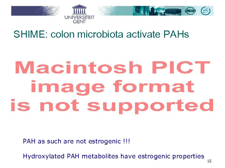 SHIME: colon microbiota activate PAHs PAH as such are not estrogenic !!! Hydroxylated PAH