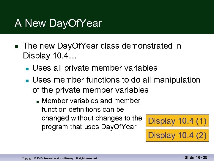 A New Day. Of. Year n The new Day. Of. Year class demonstrated in