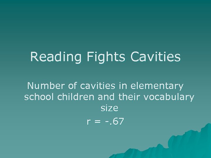 Reading Fights Cavities Number of cavities in elementary school children and their vocabulary size