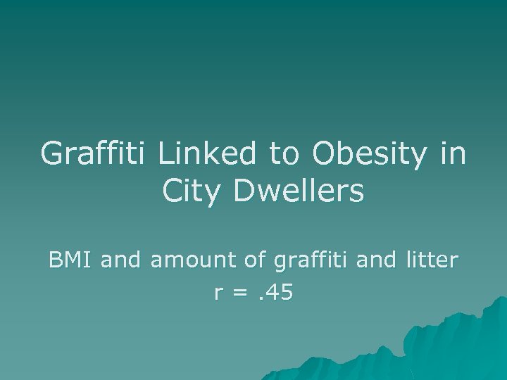 Graffiti Linked to Obesity in City Dwellers BMI and amount of graffiti and litter
