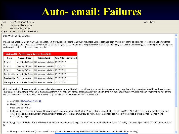 Auto- email: Failures 