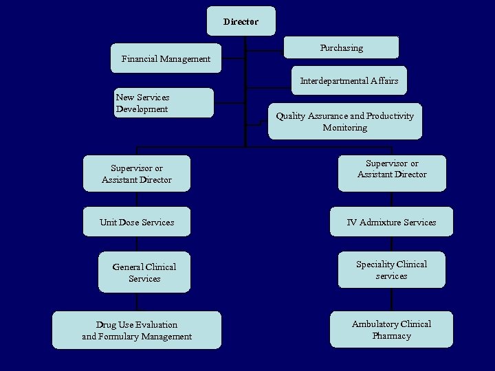 Director Purchasing Financial Management Interdepartmental Affairs New Services Development Supervisor or Assistant Director Unit