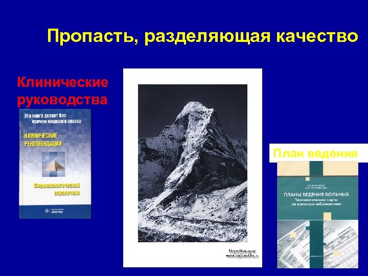 Пропасть, разделяющая качество Клинические руководства План ведения 