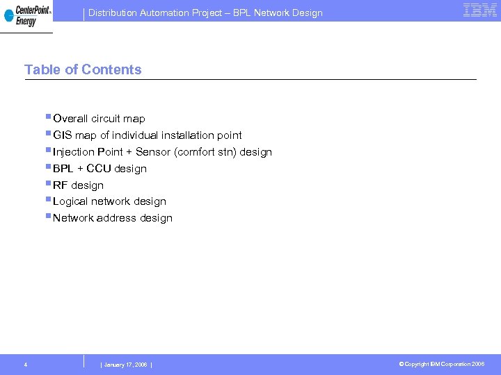Distribution Automation Project – BPL Network Design Table of Contents § Overall circuit map