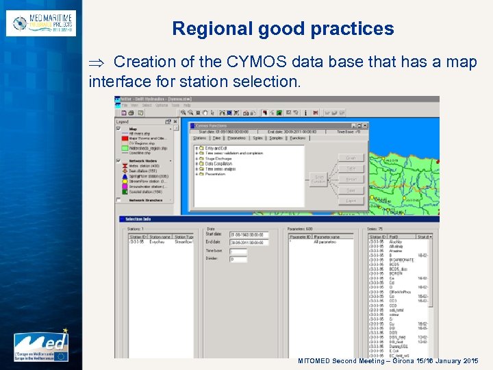 Regional good practices Creation of the CYMOS data base that has a map interface