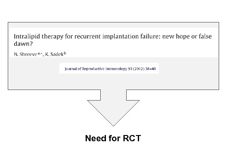 Need for RCT 