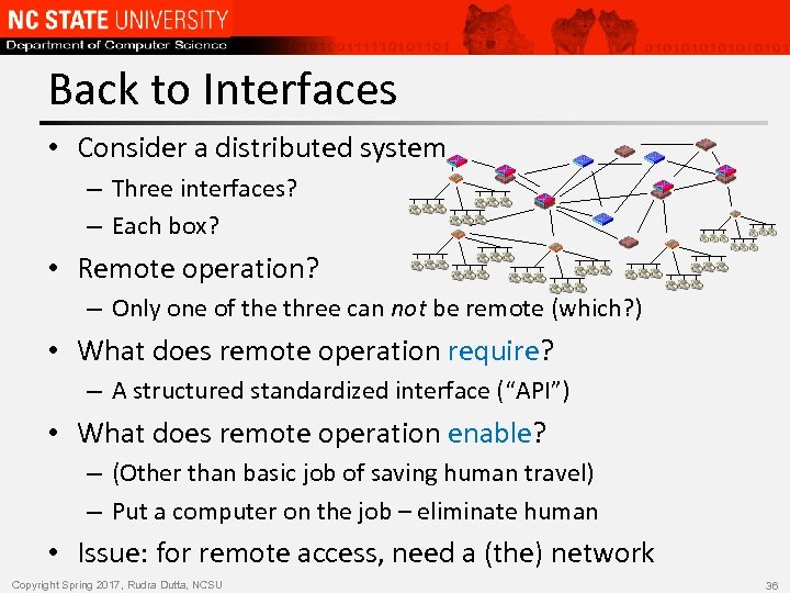 Back to Interfaces • Consider a distributed system – Three interfaces? – Each box?