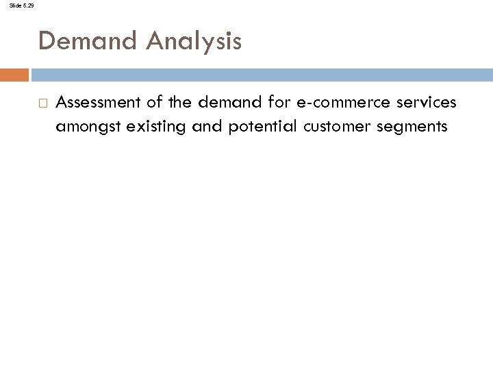 Slide 5. 29 Demand Analysis Assessment of the demand for e-commerce services amongst existing