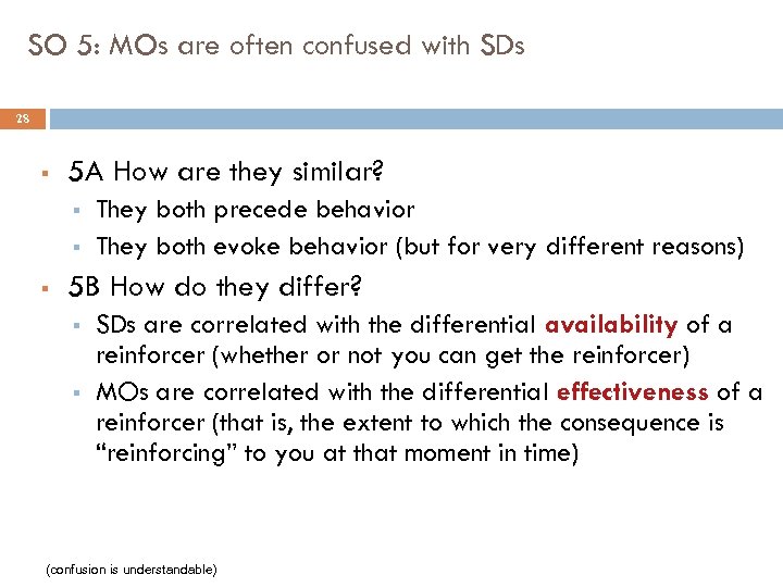 SO 5: MOs are often confused with SDs 28 § 5 A How are